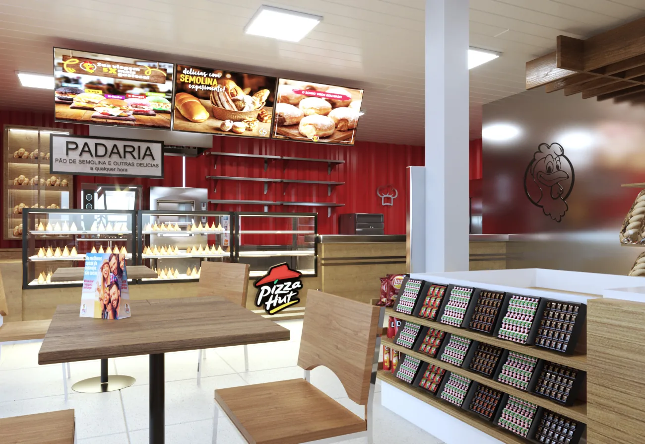 Frango Assado — interior padaria e autosserviço
