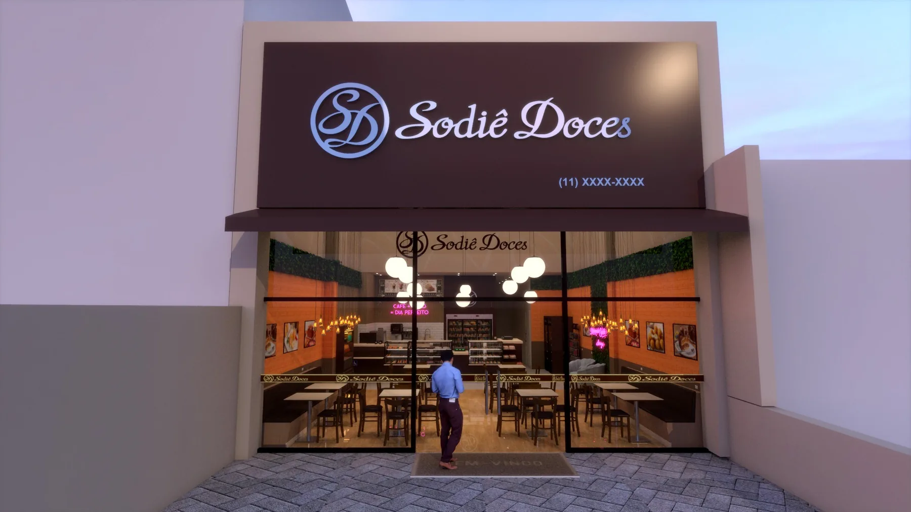 Sodiê Doces — Estudo 3D — fachada